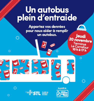 La STL convie la communauté pour remplir un autobus de denrées le 20&nbsp;novembre